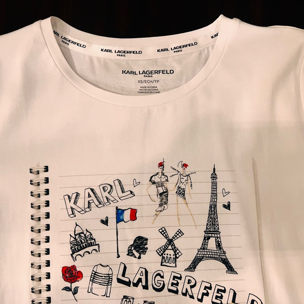 Karl Lagerfeld White Paris Graphic T-Shirt